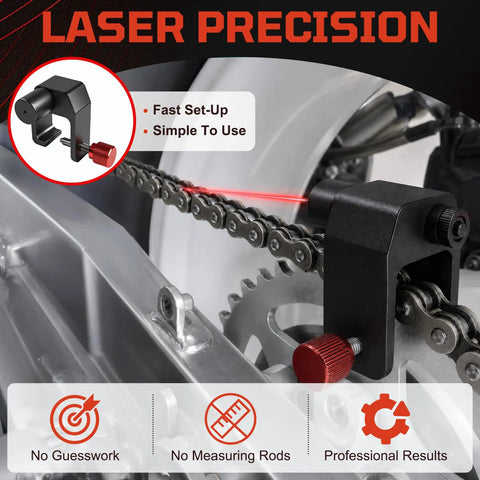 Laser Chain Alignment Tool For Motorcycles ATVs Dirt Bikes And Go Karts Dead On 1mm Sprocket Alignment with red laser