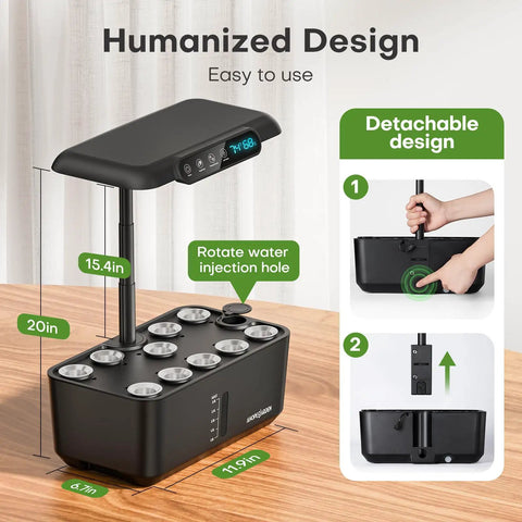 Must Have Indoor Hydroponics Herb Garden Kit With 10 Pods, LED Grow Light, Smart Temp And Humidity Display, Low Water Alarm, No Fuss Germination For Fresh Kitchen Herbs And Easy Home Gardening