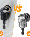 Comparison of two right angle attachments for Go-To Flexible Drill Bit Extension Set With Right Angle Attachment 360 Degree Rotatable.