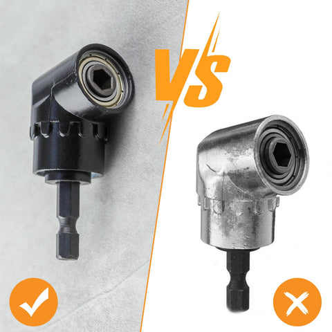 Comparison of two right angle attachments for Go-To Flexible Drill Bit Extension Set With Right Angle Attachment 360 Degree Rotatable.