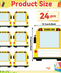Bus Themed 24 Pack Kid Friendly School Name Plates For Desks And Cubbies Self Adhesive With Photo Space Back To School Classroom Decor Tags For Names And Photos Perfect For Bulletin Boards shown with size dimensions.