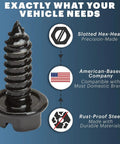 Rustproof License Plate Screws For US Domestic Vehicles Stainless Steel Bolts displayed with features and icons