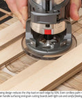 Spoilboard Surfacing Router Bit One And One Half Inch Cut Diameter One Half Inch Shank Three Flute Carbide Insert CNC Bit in use on wood