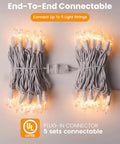 Clear Christmas Lights Set With 100 Mini Bulbs On White Wire 20 Feet Incandescent String Lights coiled with plug connector