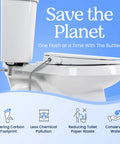 Non Electric Elongated Bidet Toilet Seat Plug And Play Self Cleaning Wash Nozzles on white toilet with connection hose