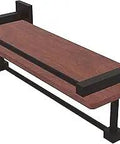 Montero Collection 16 Inch Ipe Ironwood Gallery Rail With Towel Bar And Wood Shelf In Oil Rubbed Bronze Finish, Wall Mounted