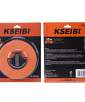 Packaging of long fiberglass tape measure, dual-face inches and millimeters, 66 feet and 20 meters, retractable handle, 1 inch wide.