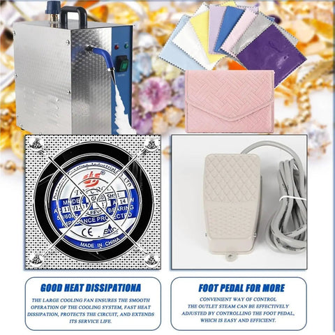 Pro Jewelry Steam Cleaner With 4 Kg Steam Pressure Foot Pedal Control Auto Water Supply Nozzle Hose And Stainless Steel Design