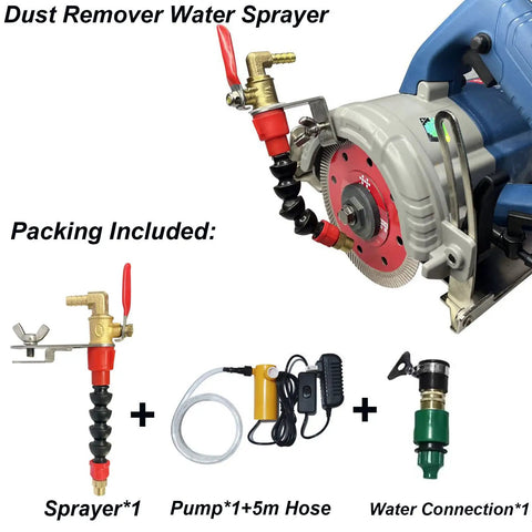 Top Notch Industrial Dust Control Water Sprayer Kit For Tile Cutting Machines With Slick Mist Nozzle, pump and hose included.