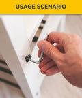 Hand tightening a Twenty Five Pcs M6 X 12mm Flange Button Head Hex Socket Cap Screws into white furniture.