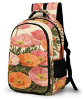Peach Orange Wild Poppies Printed Unisex Backpack With Large Capacity, Durable Polyester Daypack For Everyday Use, Breathable Fabric, Sturdy Zipper