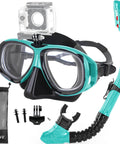 Myopia Friendly Dry Snorkel Gear With Detachable Camera Mount, Anti Fog Mask And Dry Top Snorkel, 180 Degree Panoramic View