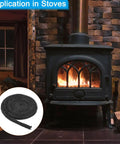 Wood stove gasket rope, graphite fiberglass, 3/8 in x 1/8 in x 73 in, 3 pcs, black for stove door