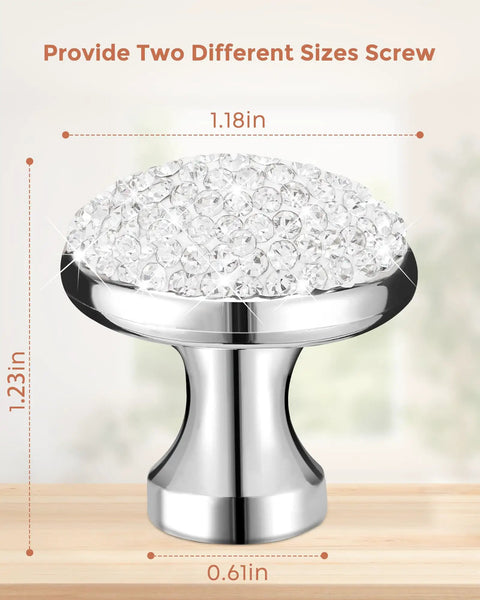 4 Pack Bling Cabinet Knobs Round Crystal 30mm White With Screw ABS Material Sparkling Decoration Drawer Pulls