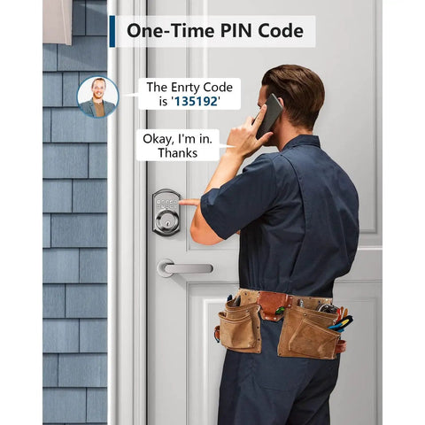 Heavy Duty Keyless Entry Deadbolt With Keypad For Front Door Lock Featuring Hidden Passcode And 20 User Pins In Sleek Satin Nickel Finish, installer using keypad.