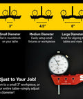 Custom Fit Mill And Lathe Tramming System with 0.0005 Inch Dial Indicators, adjustable from 3" to 6" for precise alignment.