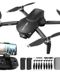4K Camera Drone For Beginners With 90 Degree Adjustable Lens Foldable Quadcopter Brushless Motors 36 Minutes Flight Time Black