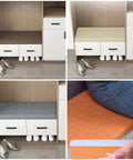 Customizable Size And Color Bench Cushion For Indoor And Outdoor Benches, Bay Window Seat Pad With Non Slip Bottom And Optional Waterproof Piping, Built To Last With Durable 50D Linen Or Waterproof Fabric, Cozy Color Range showing various colors and materials in use, including close-up detail of non-slip bottom and waterproof feature.