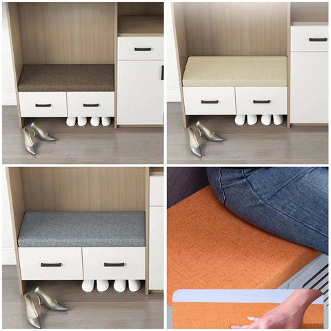 Customizable Size And Color Bench Cushion For Indoor And Outdoor Benches, Bay Window Seat Pad With Non Slip Bottom And Optional Waterproof Piping, Built To Last With Durable 50D Linen Or Waterproof Fabric, Cozy Color Range showing various colors and materials in use, including close-up detail of non-slip bottom and waterproof feature.