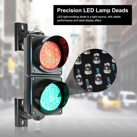 Industrial 100mm Traffic Light Signal With Red Green Stop And Go LED DC 9 To 36V Waterproof IP65 PC Housing Cobweb Lens Warning Light Built Tough For Heavy Duty Outdoor Use.