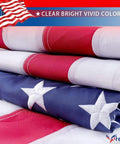 Folded American Flag 2.5 By 4 Foot Banner Style Sleeve Flag With Embroidered Stars And Sewn Stripes UV Protected Heavy Duty Nylon