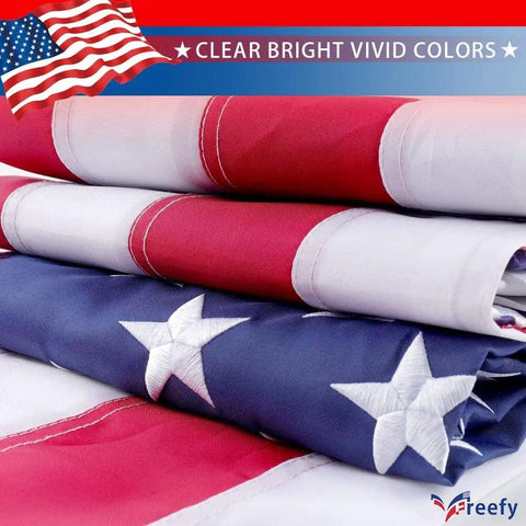 Folded American Flag 2.5 By 4 Foot Banner Style Sleeve Flag With Embroidered Stars And Sewn Stripes UV Protected Heavy Duty Nylon
