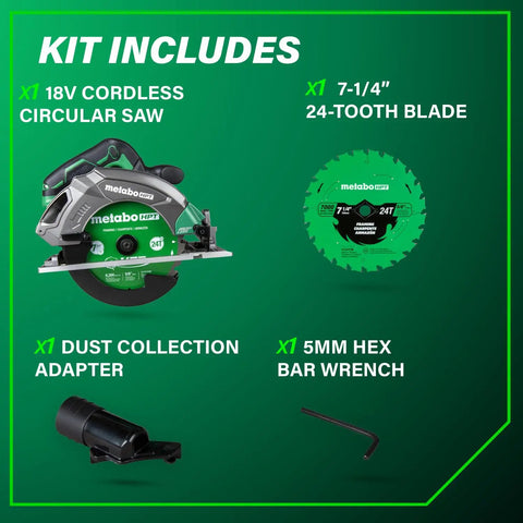 Kit includes Go To 18V MultiVolt Cordless Circular Saw With 7 1/4 Inch Blade High Torque Lightweight Build Components
