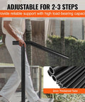 Rock Solid Floor Mounted Stair Handrail For 2 To 3 Steps And 36 Inch Wide iron step railing with smooth curve grip for outdoor use.
