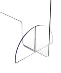 Close-up of the Heavy Duty Acrylic Desk Sneeze Guard 24 By 36 Inches Tabletop Shield With Transaction Window Clear Protective Barrier base detail.