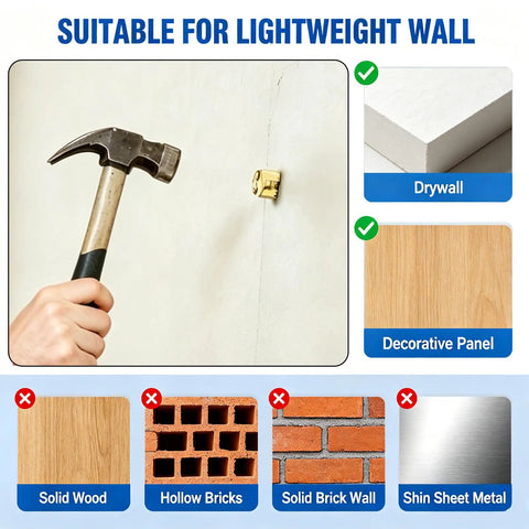 100 Piece Self Drilling Drywall Anchors And Screws Kit With Metal Expansion Bolts Quenched For Heavy Duty Holds And Quick Install In Drywall Gypsum Board Hollow Brick And Lightweight Brick DIY Friendly, suitable for lightweight wall