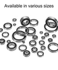 Various sizes of 636-2RS Deep Groove Ball Bearing 6x22x7mm 5 Pack Chrome Steel, shown with double rubber seals.