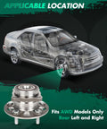 Rear Wheel Hub Bearing Assembly With ABS For Honda CR V 2017 2022 5 Lug Left And Right 512632 shown next to car diagram.