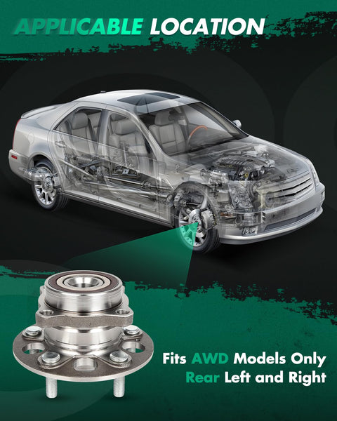 Rear Wheel Hub Bearing Assembly With ABS For Honda CR V 2017 2022 5 Lug Left And Right 512632 shown next to car diagram.