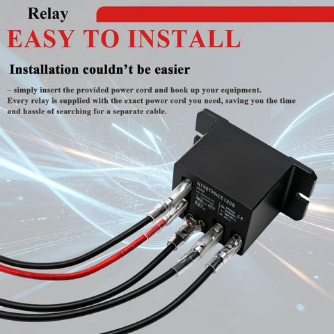 2 Pack Power Relay AC 120V Coil 30A SPDT 1NO 1NC With Flange Mounting And 10 Quick Connect Terminals Wires Mini Relay NT90-AC120V-10X For Easy Install And Rugged Pro Grade Control, wired