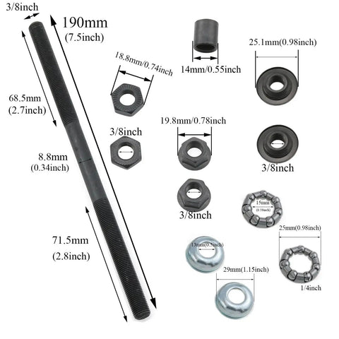Ultra Lightweight 190mm Quick Release Bicycle Hub Axle Kit With Ball Bearing Retainer And Conical Locknut Washer Set Black