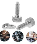 Rock Solid Stainless Steel Retractable Locking Plungers With Knurled Grips, size and details for heavy duty shop hardware.