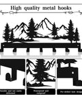Wall Mounted Key Holder With 7 Dope Black Metal Hooks, Mountain Themed Key Rack for front doors, showing durable and rustproof features.