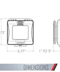 Dimensions diagram of Two-Gang Weatherproof Expandable In-Use Cover From 1 Inch To 3 Inches, rugged polycarbonate, gray finish.