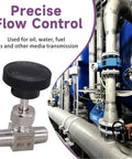 Dialed In Needle Valve NPT 1/4 Inch Male Thread Flow Control Valve, 304 Stainless Steel Metering Valve for industrial use