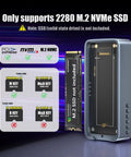 Badass 80Gbps M2 NVMe SSD Enclosure With Intel JHL9480 B2 Controller showcasing 2280 M.2 NVMe compatibility and SSD installation guide.