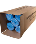 Open box displaying rolls of Heavy Duty 3In1 Vapor Barrier Flooring Underlayment 2Mm Thick With SelfSealing Tape Strip Covers 500 Square Feet.
