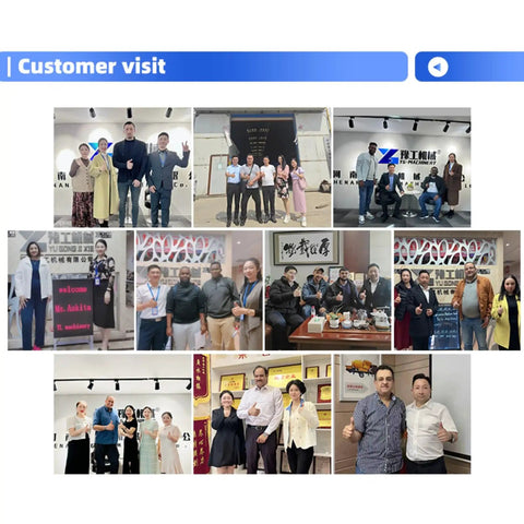 Customer visit photo collage showcasing diverse clients with thumbs up in various settings, emphasizing relationships and engagement.