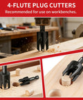 Professional 18 Piece Countersink Drill Bit Set Featuring Hex Shank Screwdriver Bits And Precision Depth Stop Collars designed for flush mounting wood plugs.