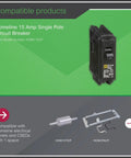 Homeline 15 Amp 120 Volt Plug In Circuit Breaker 1 Pole UL Listed 10kA Interrupting Capacity Standard Type 10 Pack