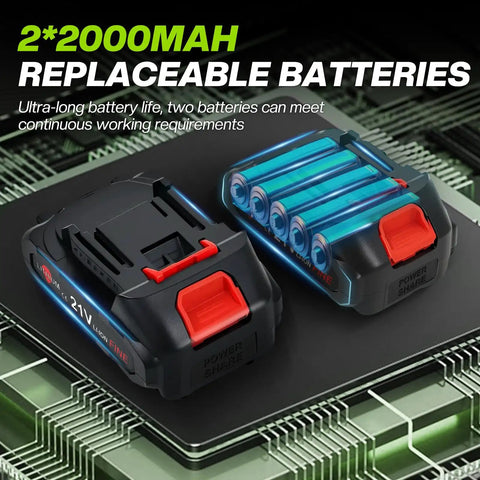 Electric Grease Gun 12,000 PSI Cordless Battery Powered Kit With 2x2.0Ah Batteries displayed on circuit board