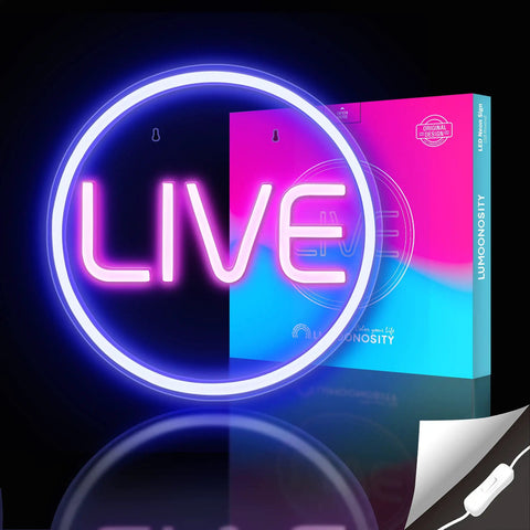 Blue And Pink LED On Air Neon Sign For Streamers Influencers And Gamers A Dope Live Streaming And Recording Light round design