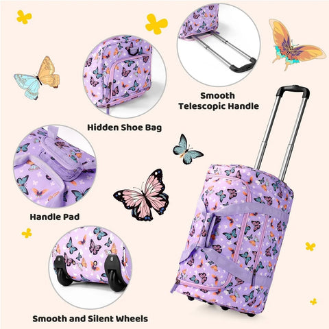 Choco Mocha girls' 22-inch tie-dye suitcase with wheels and telescoping handle