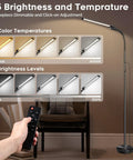 Tall Floor Lamp With 5 Color Modes And 5 Brightness Levels, Remote And Touch Control, 360 Degree Gooseneck Reading Light