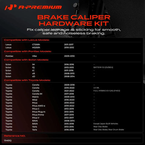 Must Haves Front Disc Brake Hardware Kit For Toyota RAV4 Corolla Prius Matrix Yaris I'm Getting My Car Fixed With This Solid Set Ready To Roll In Style And Stop Like A Champ. brake caliper hardware kit reference 13465Q compatibility chart