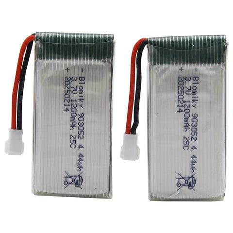 Beefed Up 2 Pack 3.7V 1200mAh LiPo Batteries With MX2.0 Plug And Cables For Syma X5SW X5SC RC Quadcopter Drone, 25C Continuous Discharge